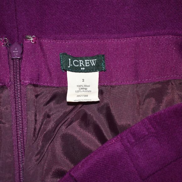 J.CREW Women's 100% Wool Mini A Line Skirt With Pockets Purple Size 2 - Picture 4 of 6